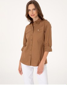 Resim Pierre Cardin Kadın Camel Gömlek Desenli 50313589-vr015 CAMEL 