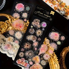 Resim 3 Şerit Vintage Fırtına Çıkartma Stickerleri - Çok Renkli Parıltılı Düzensiz Şekiller, Kendinden Yapışkan Plastik Etiketler, Çöp Günlükleri, El Sanatları ve Süslemeler için | Fırtına Tasarımı | Parlak Bitiş 