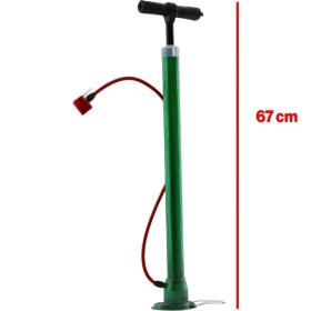 Resim Badem10 Klasik Bisiklet Pompası El Tipi Ayak Tutamaklı Standart Plastik Başlıklı ve Uçlu Metal Taban Borulu 