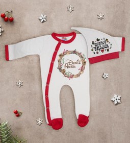 Resim BK Gift Kişiye Özel Yılbaşı Temalı Tulum Zıbın ve Kukuletalı Şapka Seti-7 
