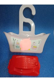 Resim HANK İki Çubuklu Gırgır Ve Banyo Askısı/dolap Askısı (PUDRA PEMBE ASKI KIRMIZI GIRGIR) 