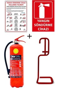 Resim ÇAKIR 6kg Yangın Tüpü,yangın Tüpü Kullanım Talimatı, Yangın Tüpü Levhası, Ve Kare Sehpa 4lü Set 
