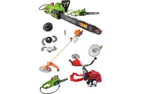 Resim Dynamic Max 2'li Set 7.9 Hp Benzinli Yandan Çim Ot Çalı Biçme ve 4800W Elektirikli Odun Ağaç Kesme Motoru Hızar 
