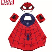 Resim 4 adet / Set MARVEL Spiderman Kostüm Seti, Karikatür Örümcek Pelerin ve Maske Bileklikler, Halloween ve Noel için mükemmel, Pille Değil 