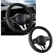 Resim Youmex 38cm Siyah Kumaş Fiber Desenli Lastikli Dairesiz Direksiyon Kılıfı - Ad Modeli Siyah 