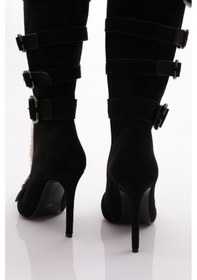 Resim Dgn 1121 Kadin Kemerli Topuklu Çizme 1121-2125-R1680 Siyah 