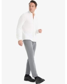 Resim Defacto Tailored Fit Düz Paça Her Yöne Esneyen Yumuşak Tuşe Cepli Pantolon C7508AX25AU Gri 