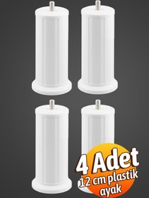 Resim Badem10 Keson 4 Adet 12 cm Beyaz Plastik Mobilya Baza Tv Ünitesi Yükseltme Ayağı Destek Ayağı 