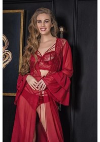 Resim Transparan Maxi Boy Sabahlık Bordo 11650 Bordo 