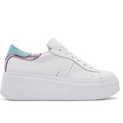 Resim Derimod Kadın Beyaz Bağcıklı Kalın Tabanlı Deri Sneaker 25SFD371518 