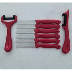 Resim Solingen 6'lı Meyve-sebze-doğrama Bıçağı Ve 2'li Soyacak 8'li Set Kırmızı Metal 