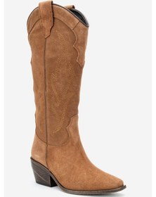 Resim Luvi Shoes Pietro Toprak Hakiki Deri Süet Kadın Western Çizme Toprak 