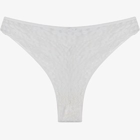 Resim Penti Kırık Beyaz Lace Dantel V Model Brazilian Külot 