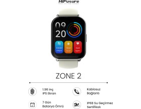 Resim HiFuture FutureFit Zone2 Bluetooth 5.2 IP68 Su Geçirmez 1.96 inç Arama Özellikli iOS&Android Uyumlu Nabız Spor Kan Oksijen Takibi 50mm Akıllı Saat Uzay Grisi 