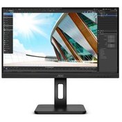 Resim Aoc 23.8" 24P2Q Ips 4Ms 75Mhz Vga Hdmi Dp Dvi Fhd 4Xusb3.2 Hoparlör Çerçevesiz Pıvot Vesa Siyah 