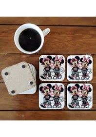Resim Mickey Mouse Dekoratif Ahşap Bardak Altlığı Seti 031 Çok Renkli 