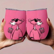 Resim 1 Adet 12oz Paslanmaz Çelik Tumbler - Pembe Panter Desenli, Sızdırmaz, Dayanıklı & Taşınabilir - Seyahat, Ofis İçin Hediye Fikri, Eğlenceli Karakter Tasarımı, Sızdırmaz Yapı 