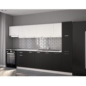 Resim visasconcept 320 Cm Burak Hazır Mutfak Dolabı Beyaz Ve Mat Siyah(TEZGAH DAHİL) 