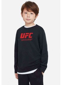 Resim Ufc Logo Baskılı Unisex Çocuk Siyah Sweatshirt Siyah 