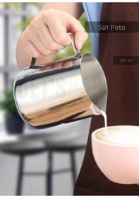 Resim Süt Potu Paslanmaz Süt Köpürtme Sürahisi Çelik Pitcher 500 Ml 