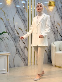 Resim ESSE KOLU ARMALI BLAZER CEKET 6001 - Ekru / XL (44-46) 