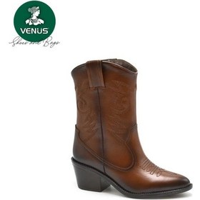 Resim Venüs 2454104k Topuklu Nakış Detaylı Deri Western Kadın Bot Siyah 