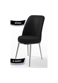 Resim Canisa Concept Canisa Dexa Serisi 1.sınıf Yemek Ve Mutfak Sandalyesi , 6 Adet , Siyah , Ayaklar Krom Sandalye Siyah Ayaklar Krom 