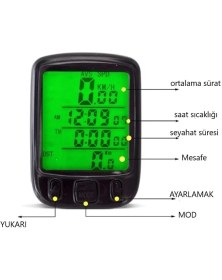 Resim Sunding SD563B Bisiklet Kilometre Km Hız Sayacı Su Geçirmez LCD Ekran 