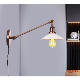 Resim Mylights Bakır Eskitme Kablolu Fişli Anahtarlı Duvar Aplik Okum Eskitme 