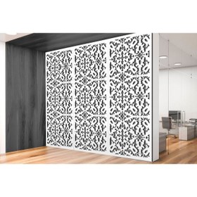 Resim Liar Dekor Liar Ahşap Seperatör (Paravan) - KSP-62 - (10 mm) - (69 cm x 139 cm) - (Beyaz) 