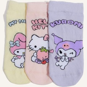 Resim Defacto Hello Kitty 3lü Pamuklu Patik Karma Çorap Kız Çocuk H2351a8nskr1 Çok Renkli-kr1 