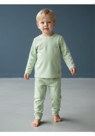 Resim Zekids Erkek Çocuk Organik Pijama Takımı-16604 Yeşil 