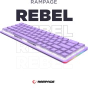 Resim Rampage REBEL Mor Low Profile RED SWITCH US Layout Beyaz Işıklı Mekanik Gaming Oyuncu Klavye 