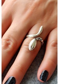 Resim Antik Gümüş Kaplama Desenli Yılan Şekilli El Yapımı Ayarlanabilir - 511159981 Çok Renkli 