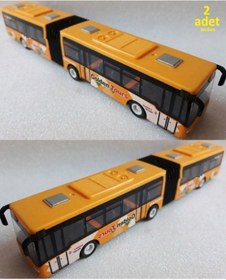 Resim MODEL Otobüs Oyuncak 1 Adet Körüklü Otobüsü Kırılmaz 22cm Metrobüs Sarı 