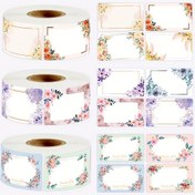 Resim 250 adet Çiçek Desenli Yazılabilir Tarih Etiketleri - Kendinden Yapışkanlı, Tek Kullanımlık Kağıt Etiketler Mutfak Buzdolabı Gıda Saklama Kapları & Kavanozlar için, Dekoratif Kenarlı Dikdörtgen 