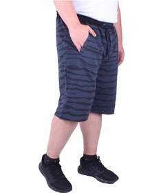 Resim Mocgrande Büyük Beden Erkek Penye Şort Diagonal 23601 Indıgo Çok Renkli 