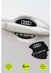 Resim Karbon Desenli Audi 40 Tdı Quattro Kapı İçi Kolları Çizilmelere Karşı Özel Koruma Folyo Seti 40 Tdı Quattro Yazılı 4 Adet 