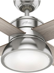 Resim Hunter Fan Loki Fırçalanmış Nikel - 132 Cm. Aydınlatmalı Ve Uzaktan Kumandalı Tavan Vantilatörü 