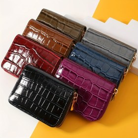 Resim Kadınların Minimalist Kısa Cüzdanı, Düz Renkli Madeni Para Kesesi, Fermuarlı Kare Kart Tutucu, Anahtarlar Ve Nakit Için Çok Yönlü Küçük Depolama Çantası 