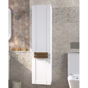 Resim Pierre Cardin Pio Antique White Banyo Boy Dolabı Mat Beyaz Ahşap Kulplu Sol Açılır 