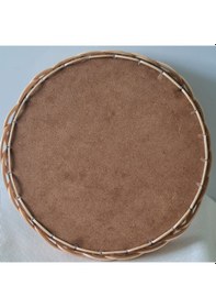 Resim El Yapımı Bambu Rattan Örgü Yuvarlak Dekoratif Tepsi 25cm Ahşap 