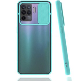 Resim Oppo Reno 5 Lite Uyumlu Kılıf Slayt Sürgülü Kamera Lens Korumalı Buzlu Renkli Silikon 