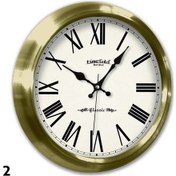 Resim Altın Renkli Metal Çerçeveli Salon Ofis Duvar Saati 34 cm 