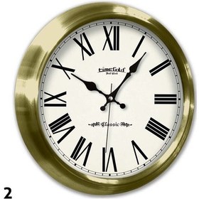 Resim Altın Renkli Metal Çerçeveli Salon Ofis Duvar Saati 34 cm 
