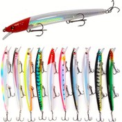 Resim 10 adet Topwater Olta Yemleri, 5.39 inç Minnow Sert Yem, ABS Plastik, Karma Renkler, Tuzlu Su ve Tatlı Su Açık Hava Olta Ekipmanları için 