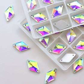 Resim 28 adet 13X18mm Rombo Dikmek Üzerine Taşlı Cam Kristal Düz Geri Düğün Elbisesi için Clear/Crystal AB/Şampanya Decors Aksesuarları Takı Yapım Malzemeleri 
