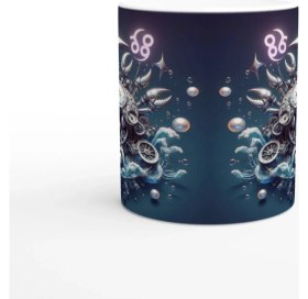 Resim Yengeç Burcu Baskılı Kahve Kupası - Zamanın Çarkları Astroloji Mekanizması Vs4 