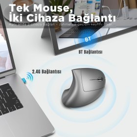 Resim HXSJ T22 Ergonomik Oyuncu Mouse 2400 Dpı 600 Mah Batarya 2 Modlu Bt + 2.4g 