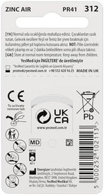 Resim YesMed Extra Power 312 Numara İşitme Cihazı Pili (5 Paket x 6 Adet = 30 Adet Pil) 